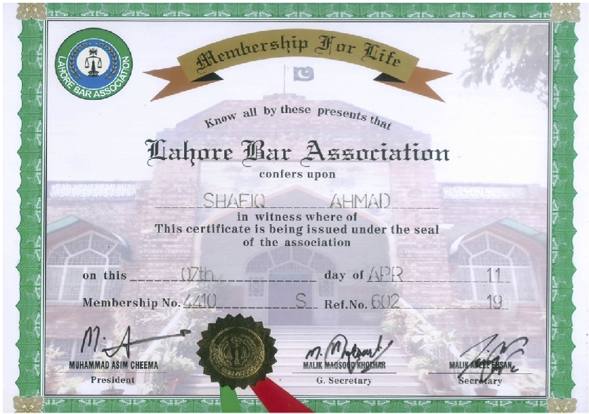 Lahore Bar Association Membership